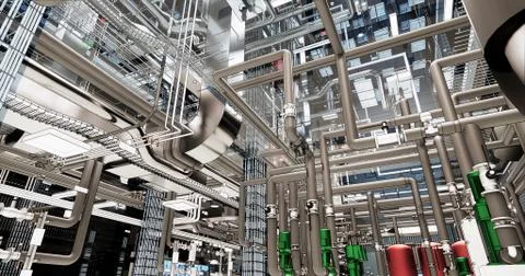 BIM model conceptual visualization of the utilities of the building Stock Illustration