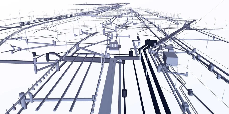 The BIM model of the infrastructure object of urban utilities Stock Illustration