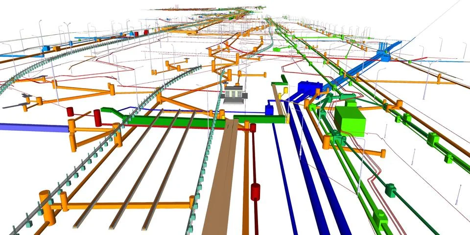 The BIM model of the infrastructure object of urban utilities Ilustración de archivo