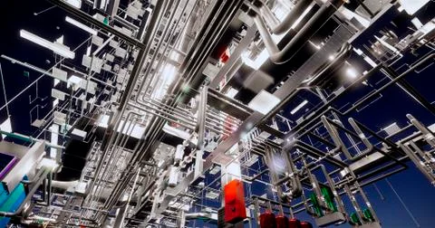 BIM model of internal engineering communications of the building Stock Illustration