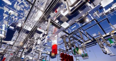 BIM model of internal engineering communications of the building Ilustración de archivo