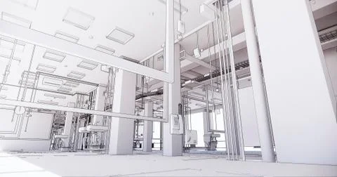 BIM model of internal engineering communications of the building Ilustración de archivo