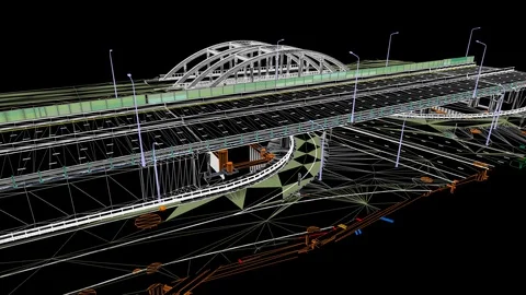 The BIM model of the object of transport infrastructure of wireframe view 库存影片 128057225