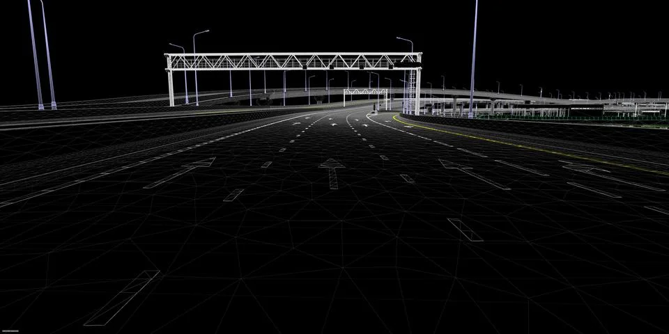 The BIM model of the object of transport infrastructure of wireframe view	 Ilustración de archivo