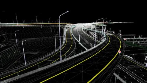 The BIM model of the object of transport infrastructure of wireframe view Ilustración de archivo