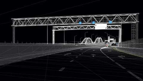 The BIM model of the object of transport infrastructure of wireframe view Ilustración de archivo