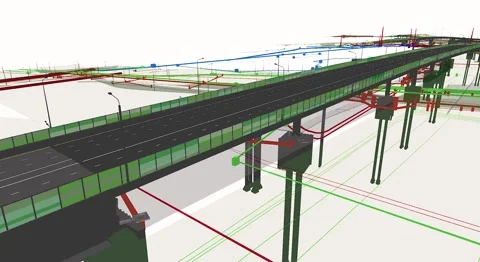 The BIM model of the object of transportation infrastructure of wireframe view 库存影片 145223482