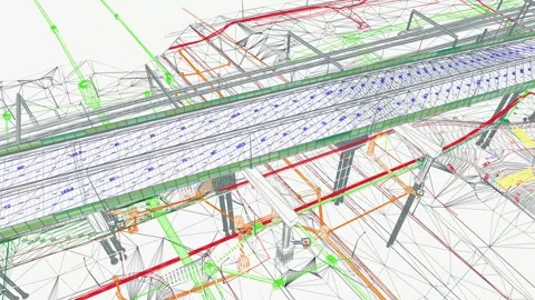 The BIM model of the object of transportation infrastructure of wireframe view 库存影片 145223486