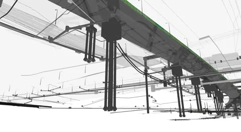 The BIM model of the object of transportation infrastructure of wireframe view 库存影片 145223487