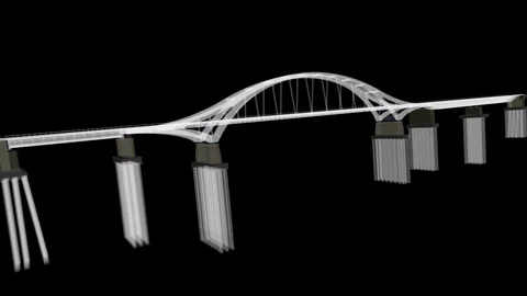 The BIM model of the railway bridg of wireframe view 库存影片 128057155