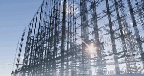 BIM model of reinforcement frame of the building 库存影片 119448356