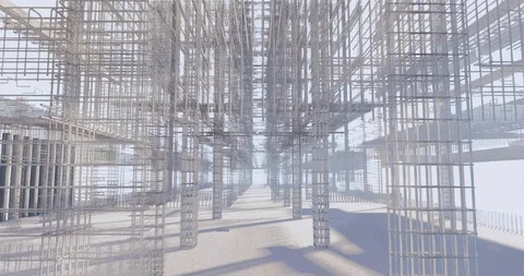 BIM model of reinforcement frame of the building 库存影片 119449907