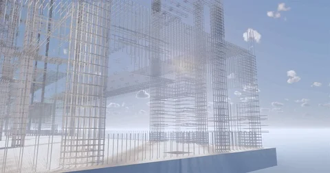 BIM model of reinforcement frame of the building 库存影片 119450365
