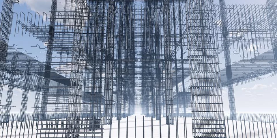BIM model of reinforcement frame of the building Ilustración de archivo
