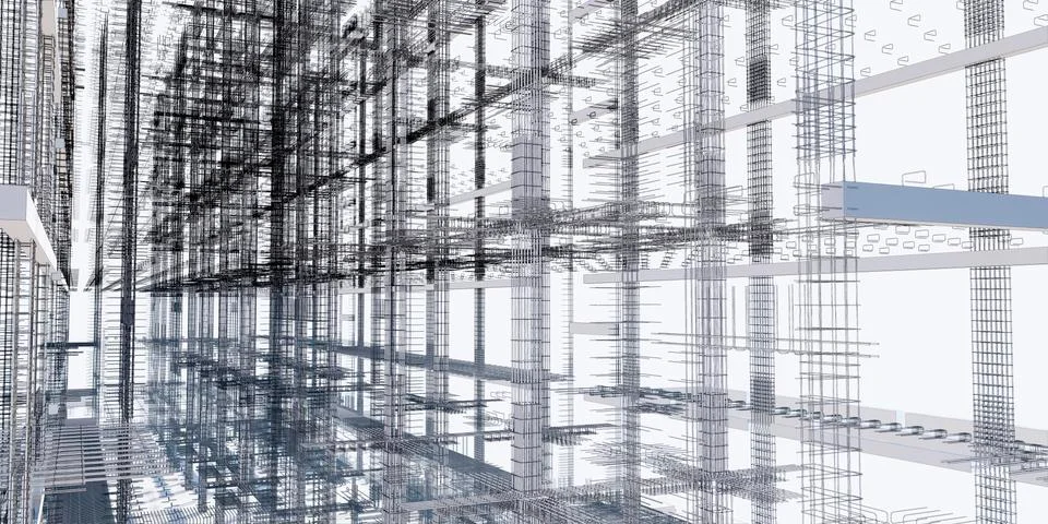 BIM model of reinforcement frame of the building Ilustración de archivo