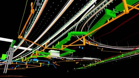 BIM model underground transportation infrastructure object of urban utilities Stock Footage 144635415
