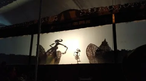 Bima and Arjuna in the shadow puppet show Stock Photos
