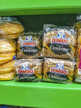 Bimbo toast rye bread Pan de Centeno packaging supermarket Mexico. Stock Photos