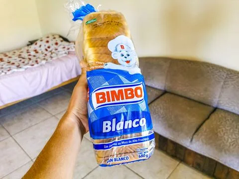 Bimbo toast white bread packaging package in Mexico. Stock Photos