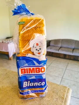 Bimbo toast white bread packaging package in Mexico. Stock Photos