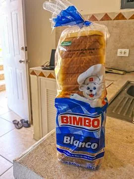 Bimbo toast white bread packaging package in Mexico. Stock Photos