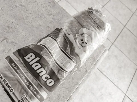 Bimbo toast white bread packaging package in Mexico. Stock Photos