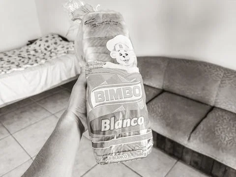 Bimbo toast white bread packaging package in Mexico. Stock Photos