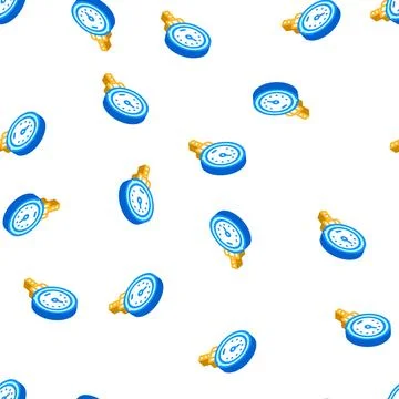 Bimetallic thermometer isometric icon seamless pattern color Stock Illustration