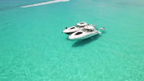 Bimini Beach with 2 yacht Stock Footage 232437168