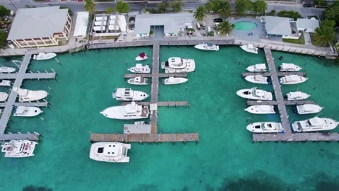 Bimini marina from the sky Stock Footage 232437322