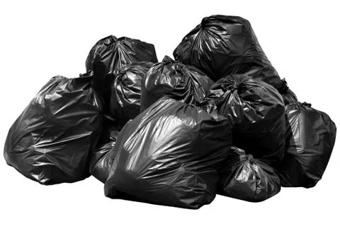 Bin bag garbage, Bin,Trash, Garbage, Rubbish, Plastic Bags pile isolated Stock Photos
