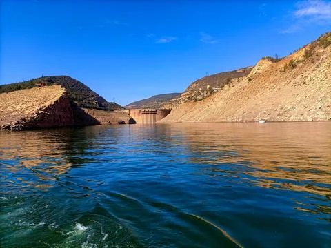 Bin el ouidane dam creating a lake in morocco's atlas mountains Stock Photos