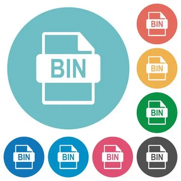 Bin file format flat round icons 스톡 일러스트