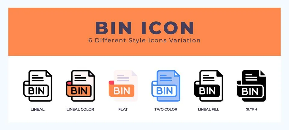 Bin file vector icons designed. icon symbol set. Stock Illustration