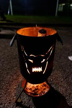 Bin with fire to keep warm Stock Photos