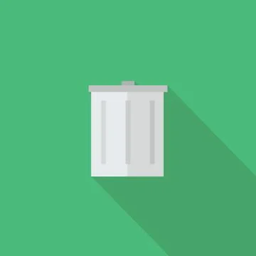 Bin icon , Flat design style, vector illustration. long shadow icon. Stock Illustration