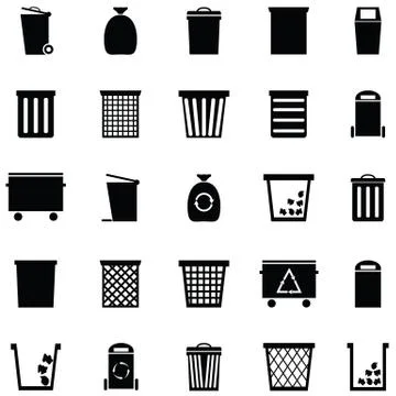 Bin icon set Stock Illustration
