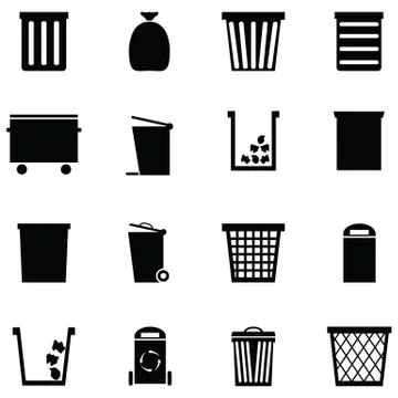 Bin icon set Illustrazione stock