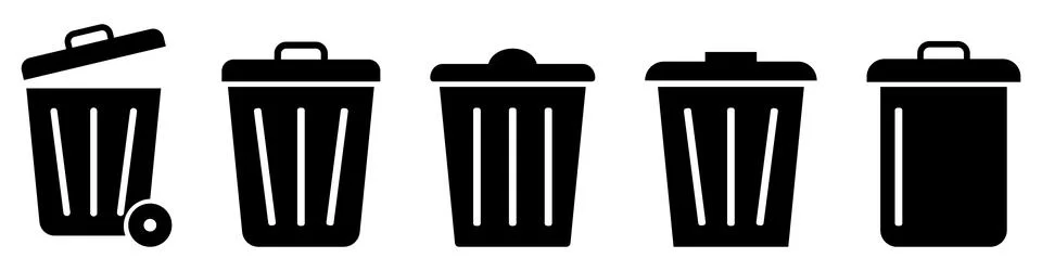 Bin icon set. Trash can collection Stock Illustration