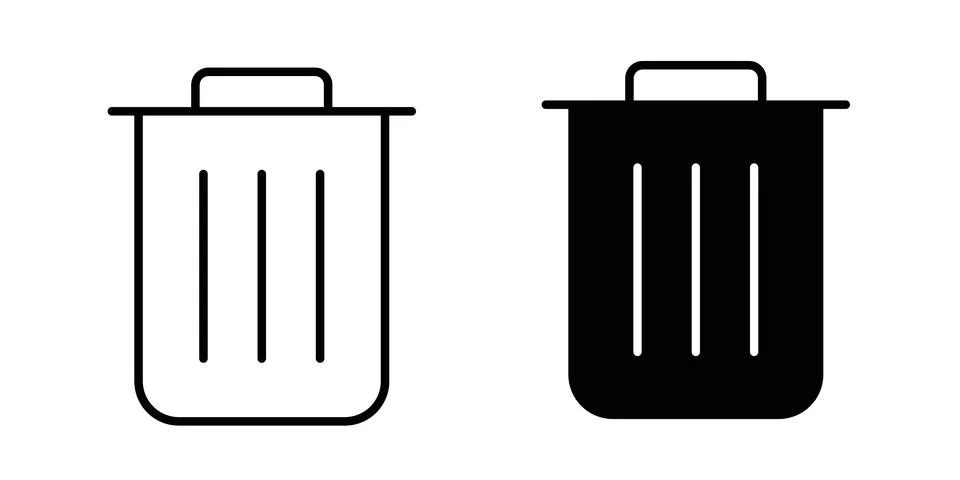 Bin icon thin line and clipart style vector set Stock Illustration