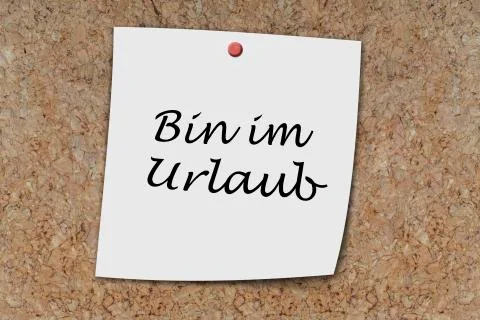 Bin im Urlaub written on a memo Stock Photos