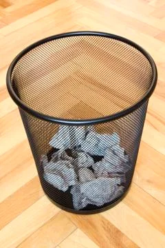 Bin with paper waste Stock Photos