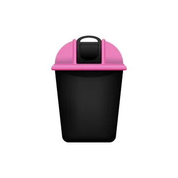 Bin, Recycle plastic pink small bin for waste isolated on white background, P Ilustración de archivo