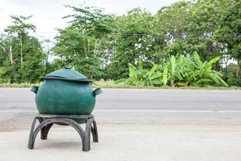 Bin on the road Stock Photos