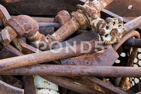 Bin of scrap metal Stock Photos