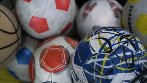 A bin of soccer balls Stock Footage 130257226