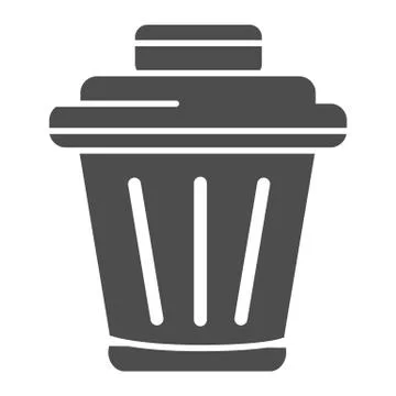 Bin solid icon. Trash container, rubbish basket symbol, glyph style pictogram on Stock Illustration