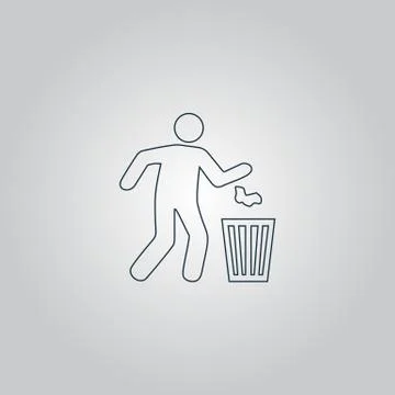Bin symbol on gray background Stock Illustration