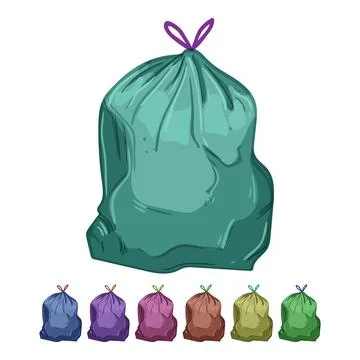 Bin trash bag cartoon vector graphic Stock Illustration