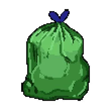 Bin trash bag pixel art vector illustration Stock Illustration